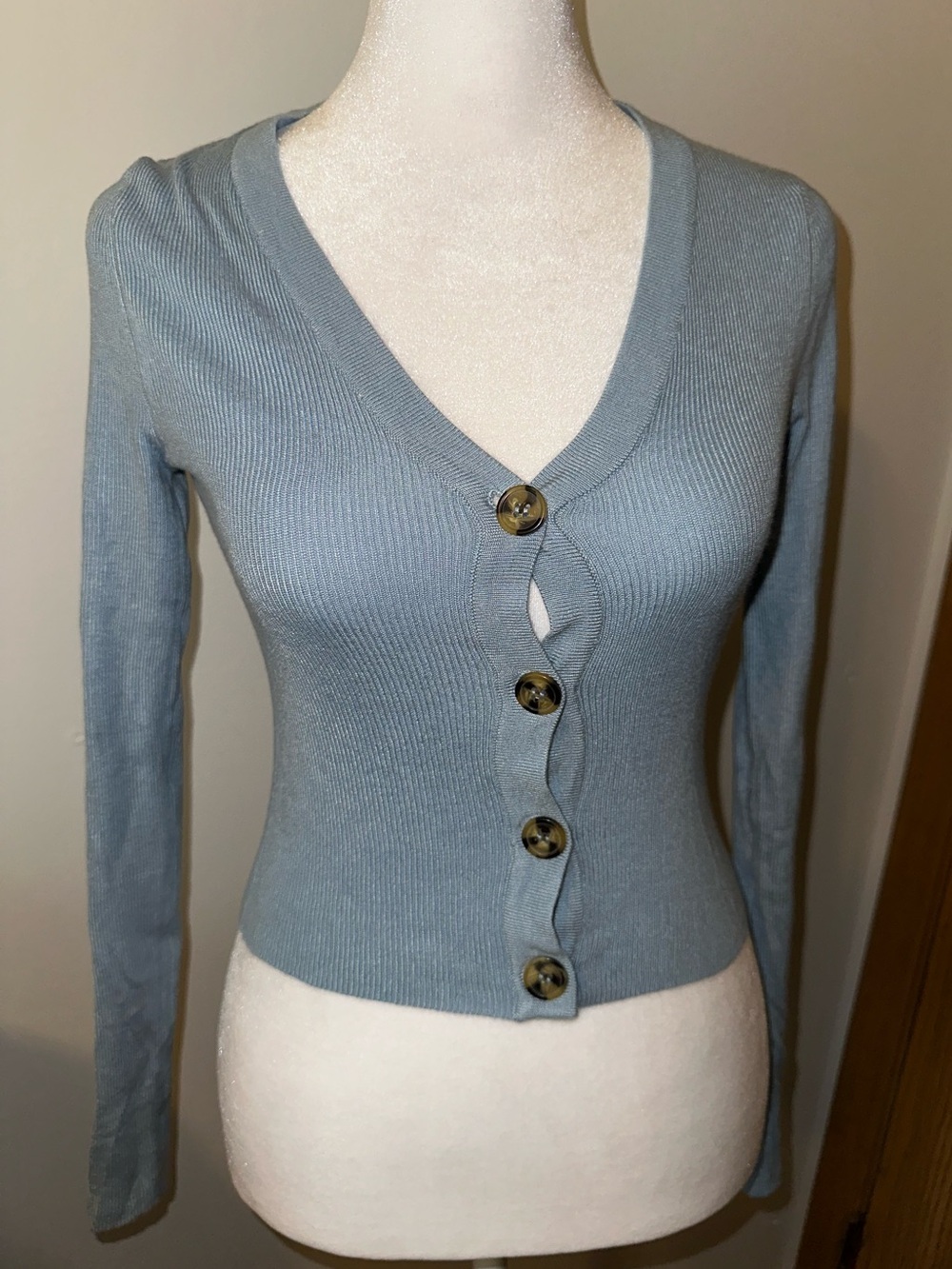 Dolls Light Blue Button-Front Cardigan Sweater - Picture 3 of 5